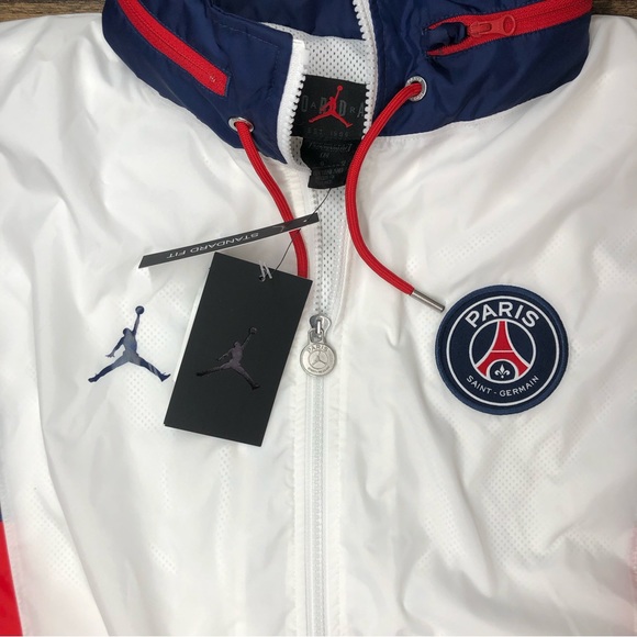 Nike Air Jordan Paris Saint-Germain Nylon Hooded Jacket Men's DB6487-100 Large - Picture 7 of 9